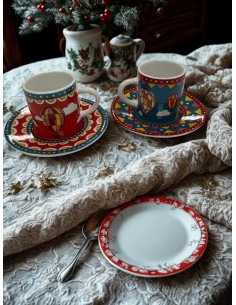 PORCELLANE: vendita online Set 2 tazzine con piattino Natale Bialetti linea Winter Wonderland in offerta