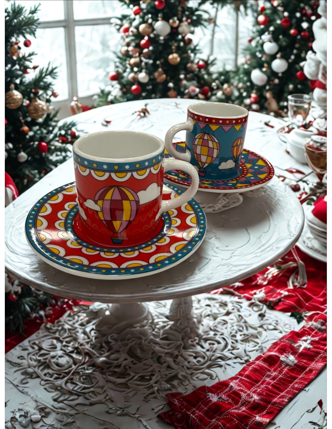 PORCELLANE: vendita online Set 2 tazzine con piattino Natale Bialetti linea Winter Wonderland in offerta
