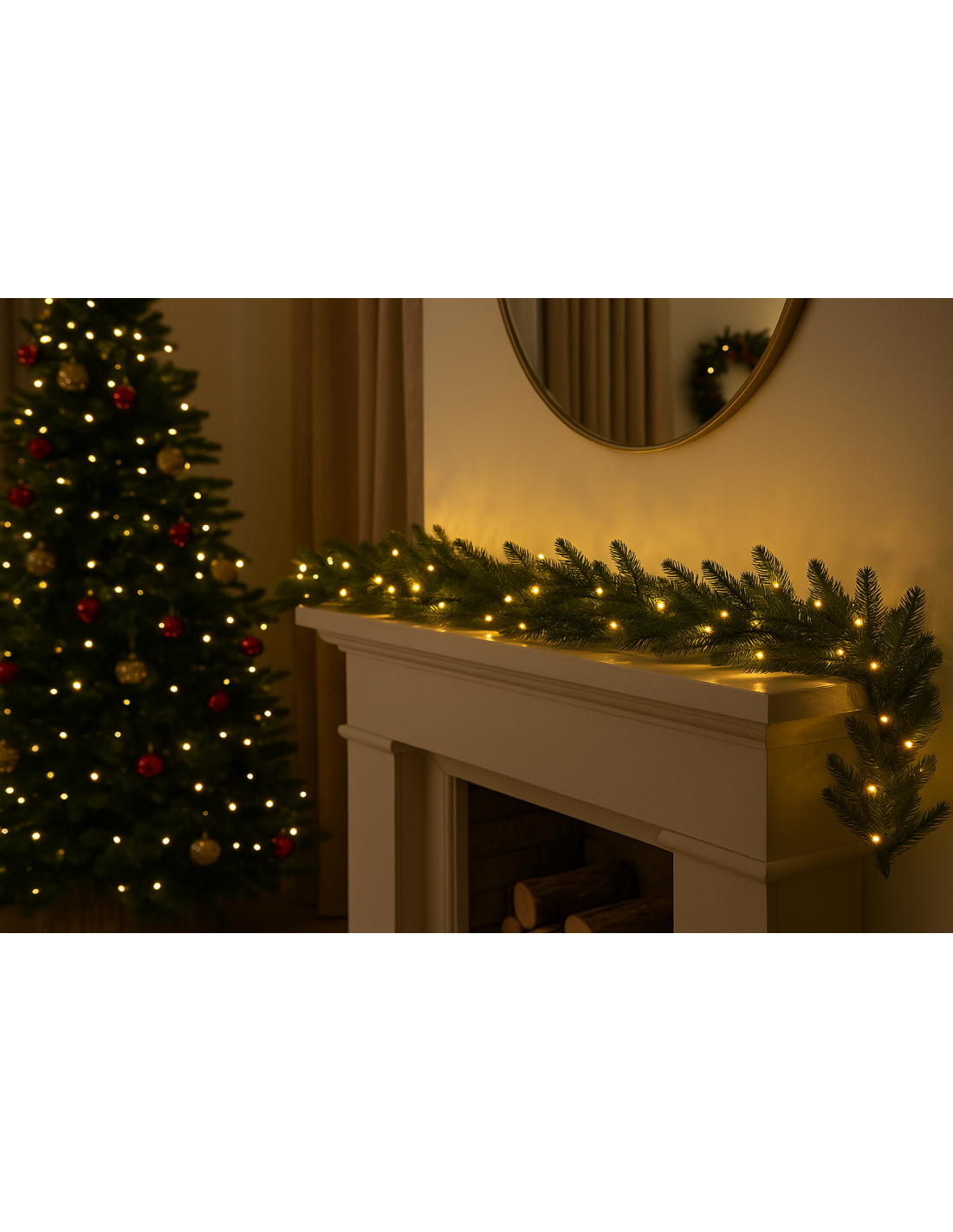 BOE E GHIRLANDE: vendita online Boa di Natale abete alpino 270cm con 100led bianco caldo, addobbo natalizio, la magia di Nata...