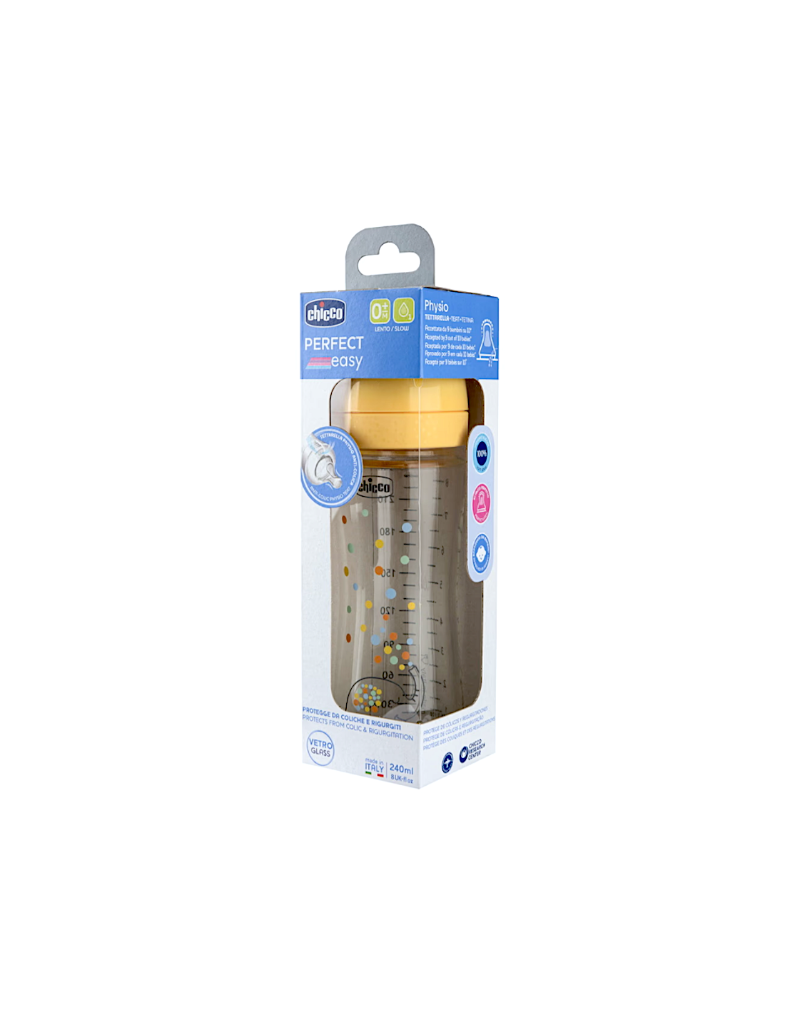 Chicco Perfect Easy Biberon in Vetro 240 ml Silicone 2M+ | Shopincasa.it