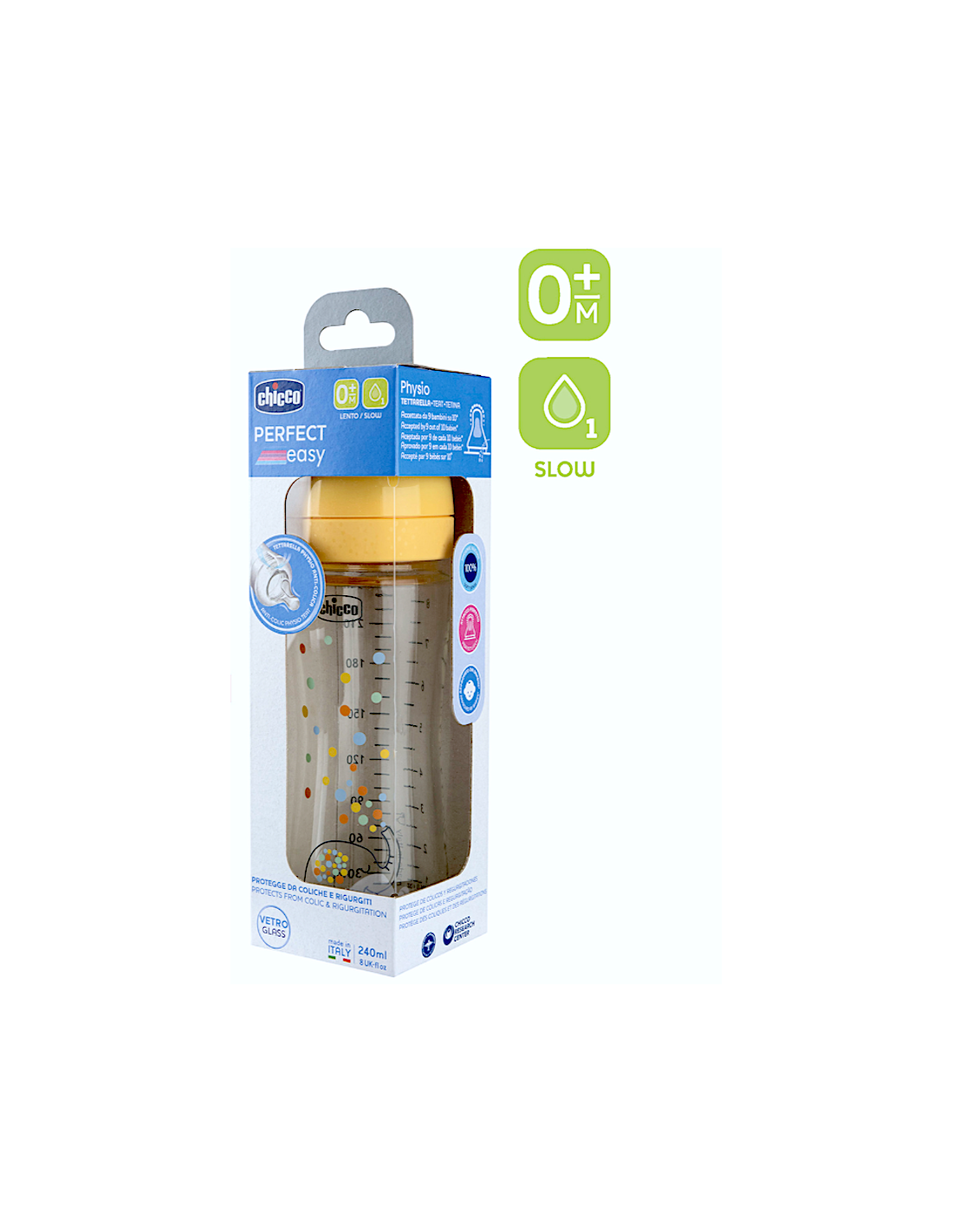 Chicco Perfect Easy Biberon in Vetro 240 ml Flusso Lento | Shopincasa.it