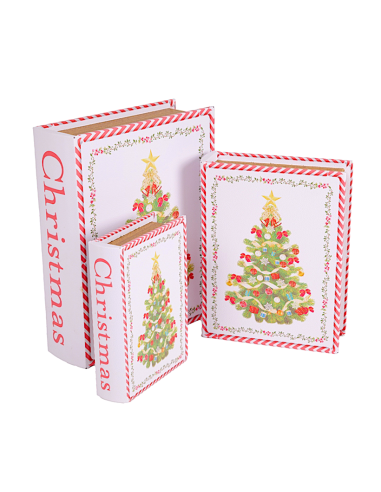 OGGETTISTICA NATALE: vendita online Decorazione scatola libro di Natale 3° misura 17x22cm albero in legno - La magia di Natal...