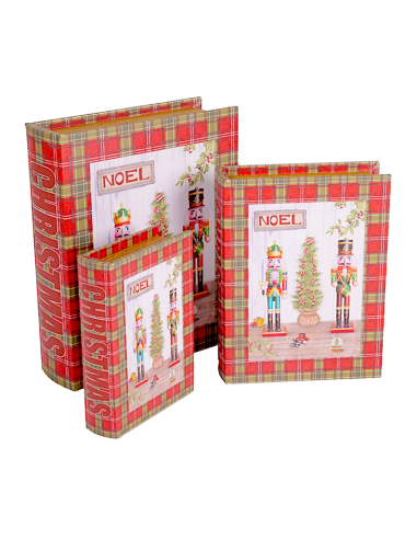 OGGETTISTICA NATALE: vendita online Decorazione scatola libro di Natale 2° misura 17x22cm Schiaccianoci in legno - La magia d...