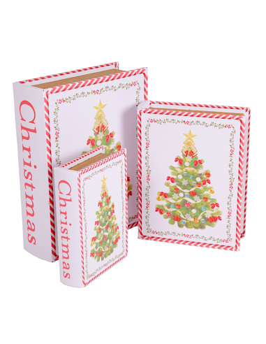 OGGETTISTICA NATALE: vendita online Decorazione scatola libro di Natale 3° misura 22x27cm albero in legno - La magia di Natal...