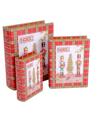 OGGETTISTICA NATALE: vendita online Decorazione scatola libro di Natale 22x27cm Schiaccianoci in legno - La magia di Natale a...