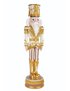 OGGETTISTICA NATALE: vendita online Decorazione schiaccianoci di Natale H50cm bianco e oro in resina - La magia di Natale a c...