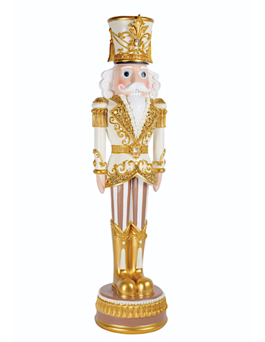 OGGETTISTICA NATALE: vendita online Decorazione schiaccianoci di Natale H50cm bianco e oro in resina - La magia di Natale a c...