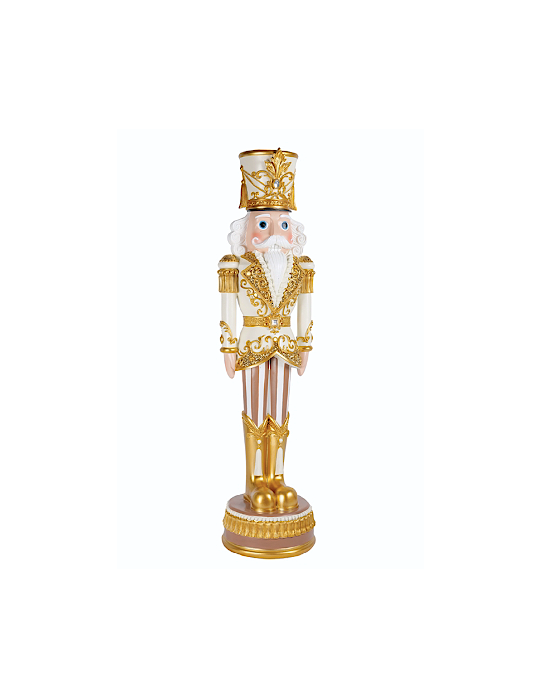 OGGETTISTICA NATALE: vendita online Decorazione schiaccianoci di Natale H50cm bianco e oro in resina - La magia di Natale a c...