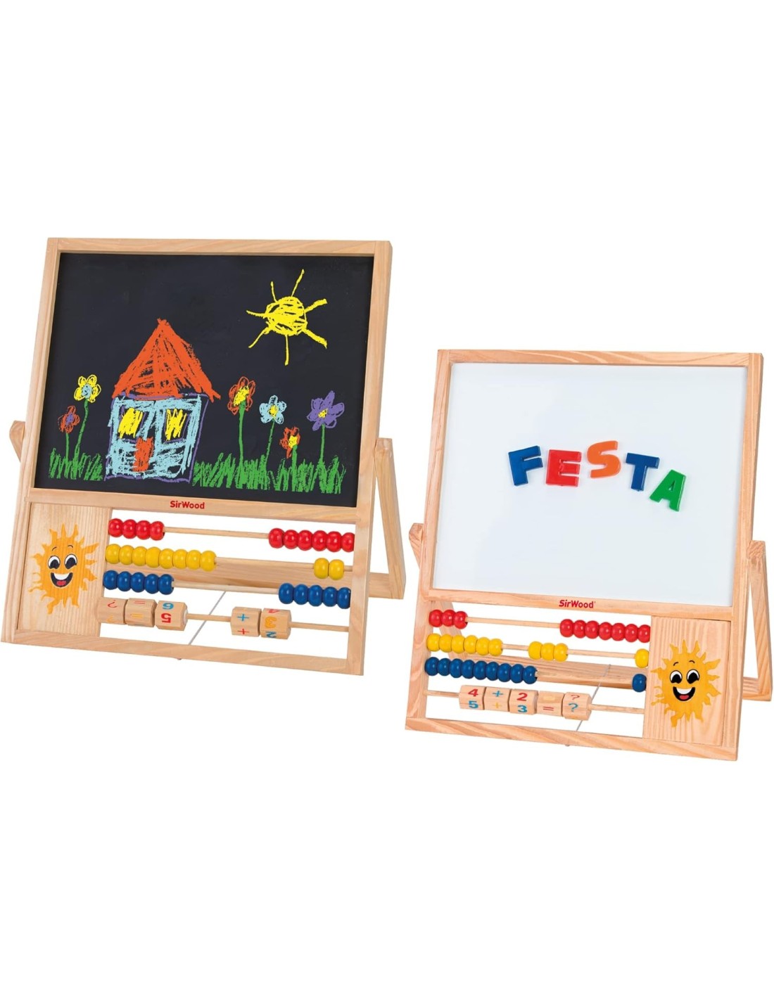 Lavagna in Legno 2 in 1 Magnetica e a Gessi con Lettere e Pallottoliere Legnoland | Shop in Casa