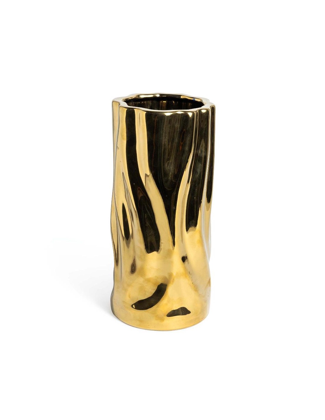 VASO WAVE PORTAFIORI H27,5CM DORATO CERAMICA