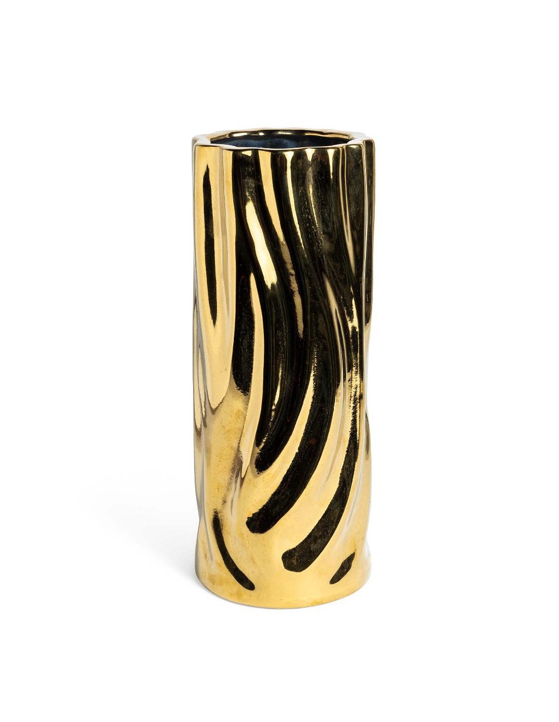 VASO WAVE PORTAFIORI H37,5CM DORATO CERAMICA