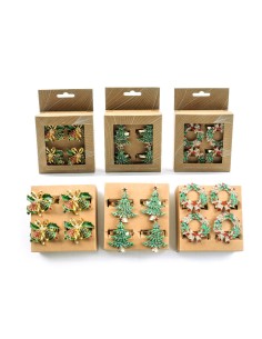SET 4 PORTATOVAGLIOLI NATALIZI METALLO 5X5CM ASSORTITO