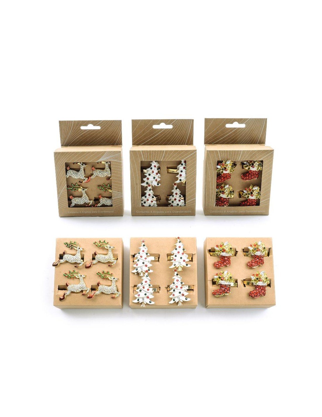 SET 4 PORTATOVAGLIOLI NATALIZI METALLO 5X5CM ASSORTITO