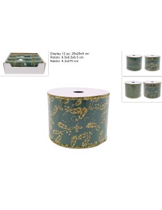 NASTRO VERDE 6,3X270CM GLITTER ORO ASSORTITO