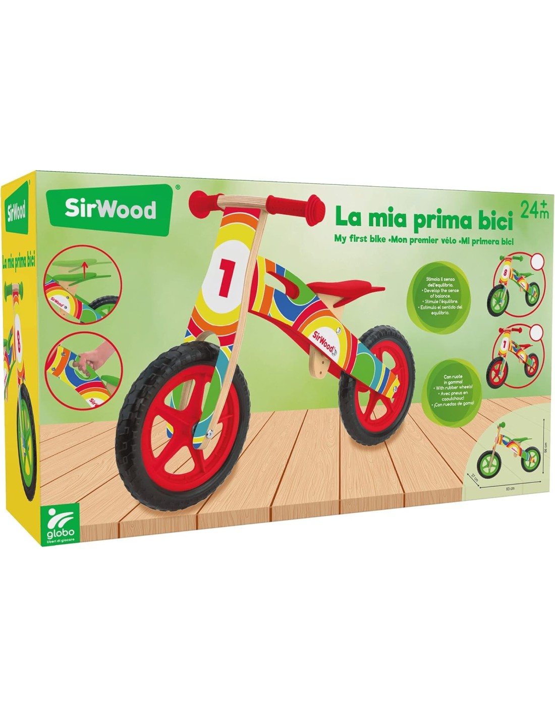 Bicicletta in legno senza pedali con sellino regolabile e ruote in gomma | shopincasa.it