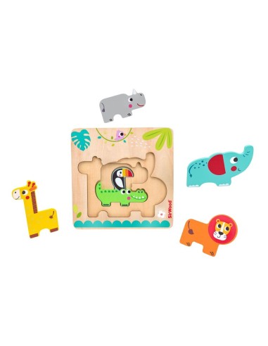 Zoo delle Forme Puzzle in Legno con Animaletti Multilivello Sirwood | Shop in Casa