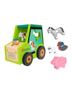 Trattore in Legno con Animali e Contadino 7 Formine Gioco Educativo | Shop in Casa