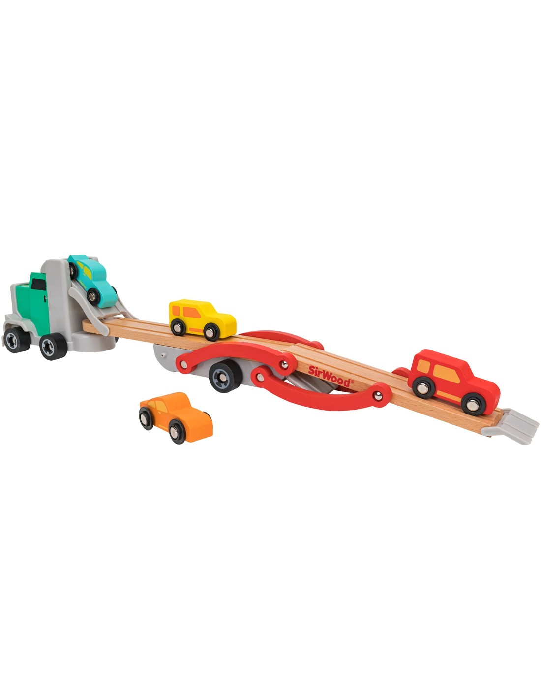 Camion Bisarca in Legno con 4 Macchinine Pista Discesa Gioco Educativo | Shop in Casa