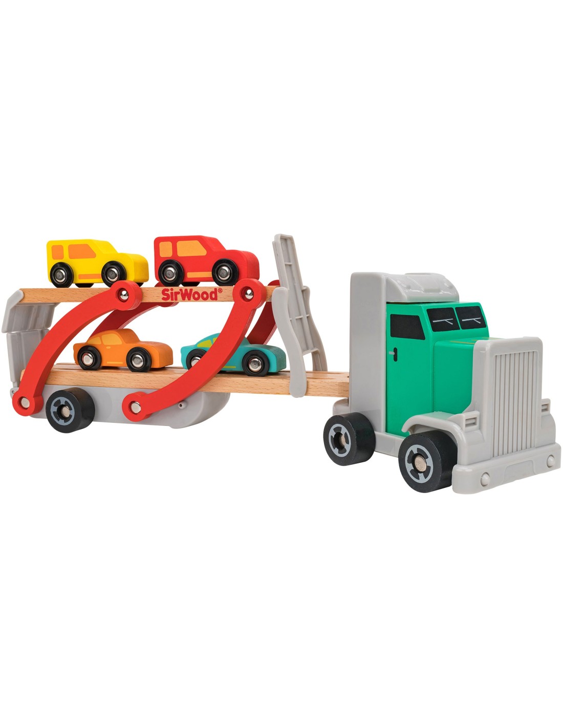 Camion Bisarca in Legno con 4 Macchinine Pista Discesa Gioco Educativo | Shop in Casa