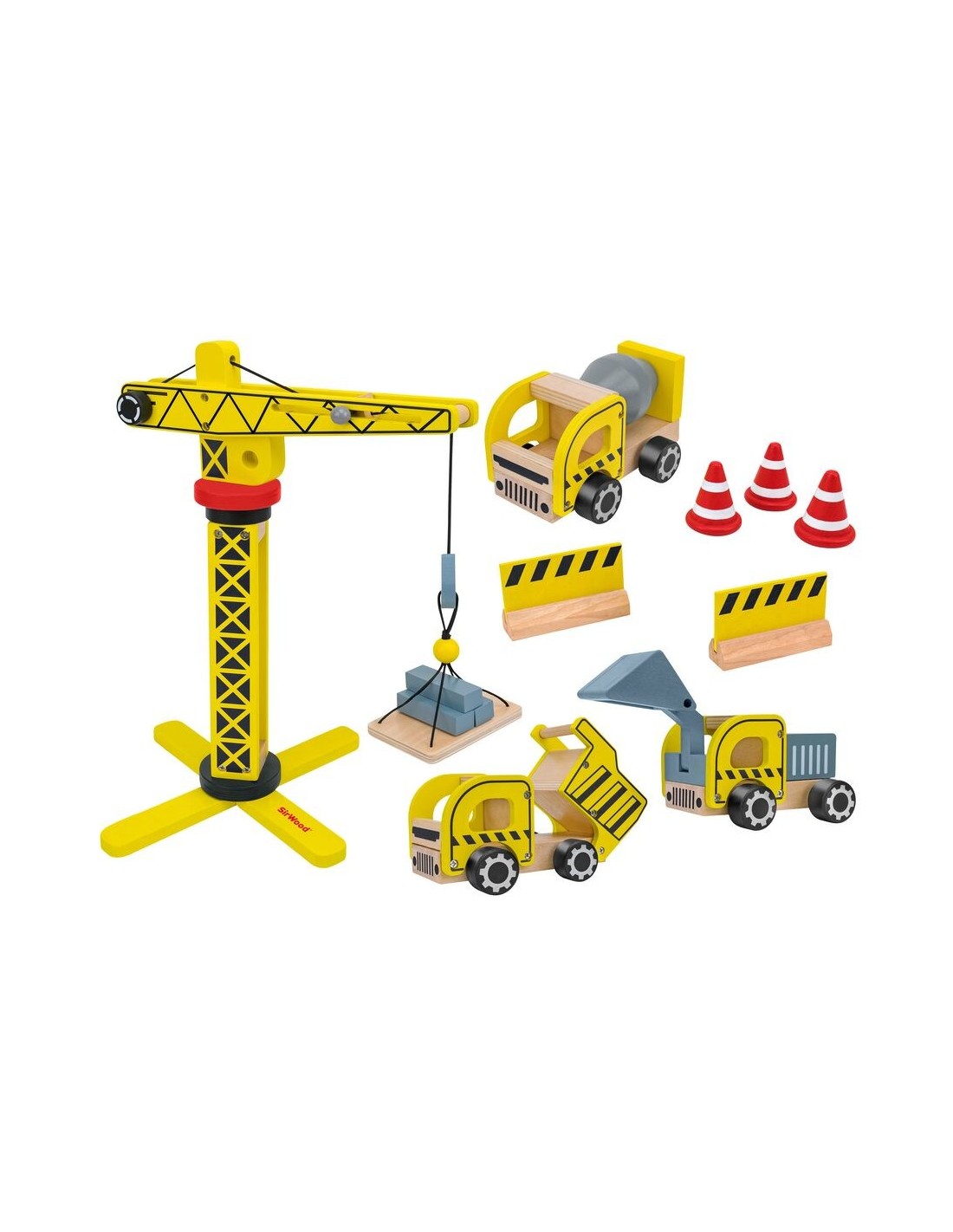 Set Cantiere in Legno con Mini Veicoli e Gru 25x35 cm | Shop in Casa