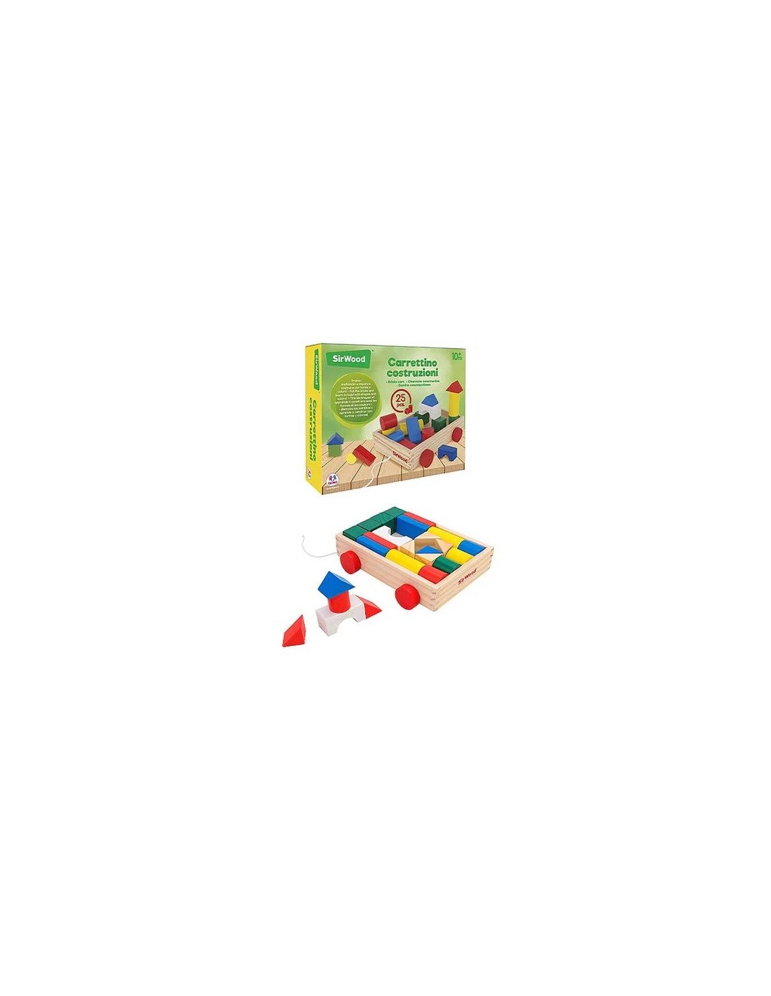 Carretto Trainabile in Legno 25 Pezzi Gioco Educativo Costruzioni | Shop in Casa