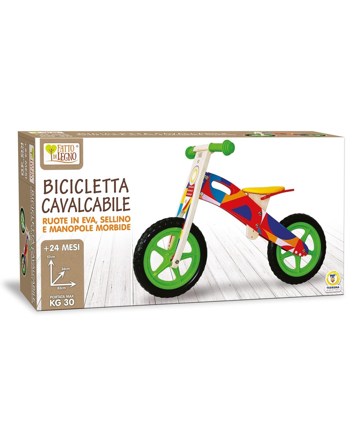 BICI - PRIMI PASSI - AUTO: vendita online FATTO DI LEGNO BICICLETTA CAVALCABILE 83X36X57CM 40594 in offerta