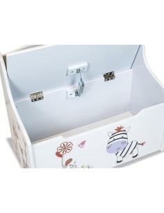 Cassapanca porta giochi bambini baule in legno 2 in 1 design animali | shopincasa.it 2