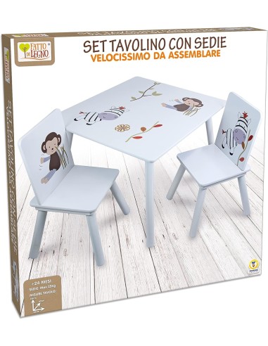 Tavolino con 2 sedie in legno per bambini Teorema 40646 | shopincasa.it