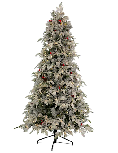 ALBERO DI NATALE SOLE 210CM FLOCCATO CON 500 LED LUCE CALDA