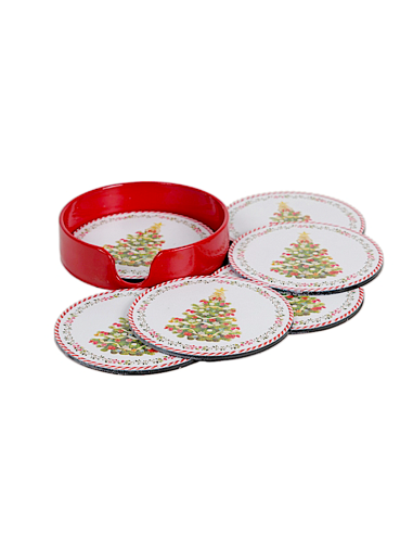 OGGETTISTICA NATALE: vendita online Set 6 sottobicchieri di Natale albero in PVC - La magia di Natale a casa tua in offerta
