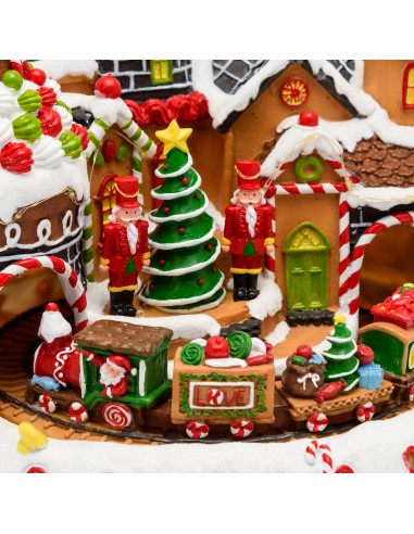 GIOSTRINE E VILLAGGI: vendita online Villaggio di Natale Candy Village 27x25cm, Trenino Rotante, LED Bianco Caldo, Trasformat...