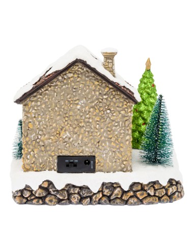 GIOSTRINE E VILLAGGI: vendita online Villaggio di Natale Casa di Babbo Natale 20x17cm, Albero Rotante, LED Colorati, Batteria...