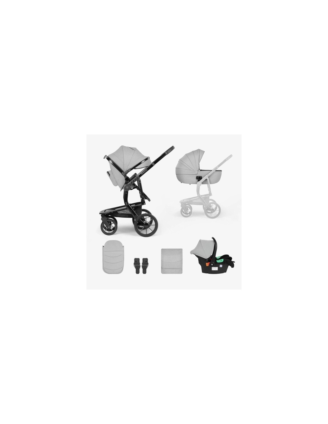 Passeggino Trio 3in1 Irene Grigio Chiaro con Navicella e Seggiolino Auto | shopincasa.it