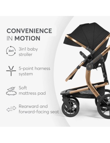 Passeggino Trio 3in1 Irene Black con Navicella e Seggiolino Auto | shopincasa.it