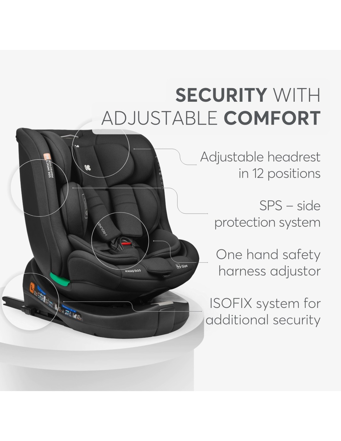 Seggiolino Auto i-ROUND Black i-Size 40-150 cm Girevole | shopincasa.it