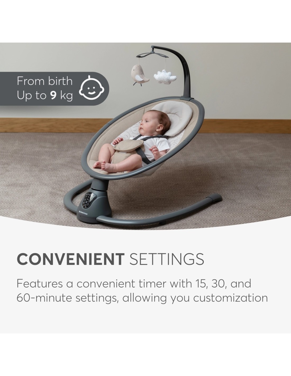 Altalena Elettrica Twiddle Grey Oscillante con Musica | shopincasa.it