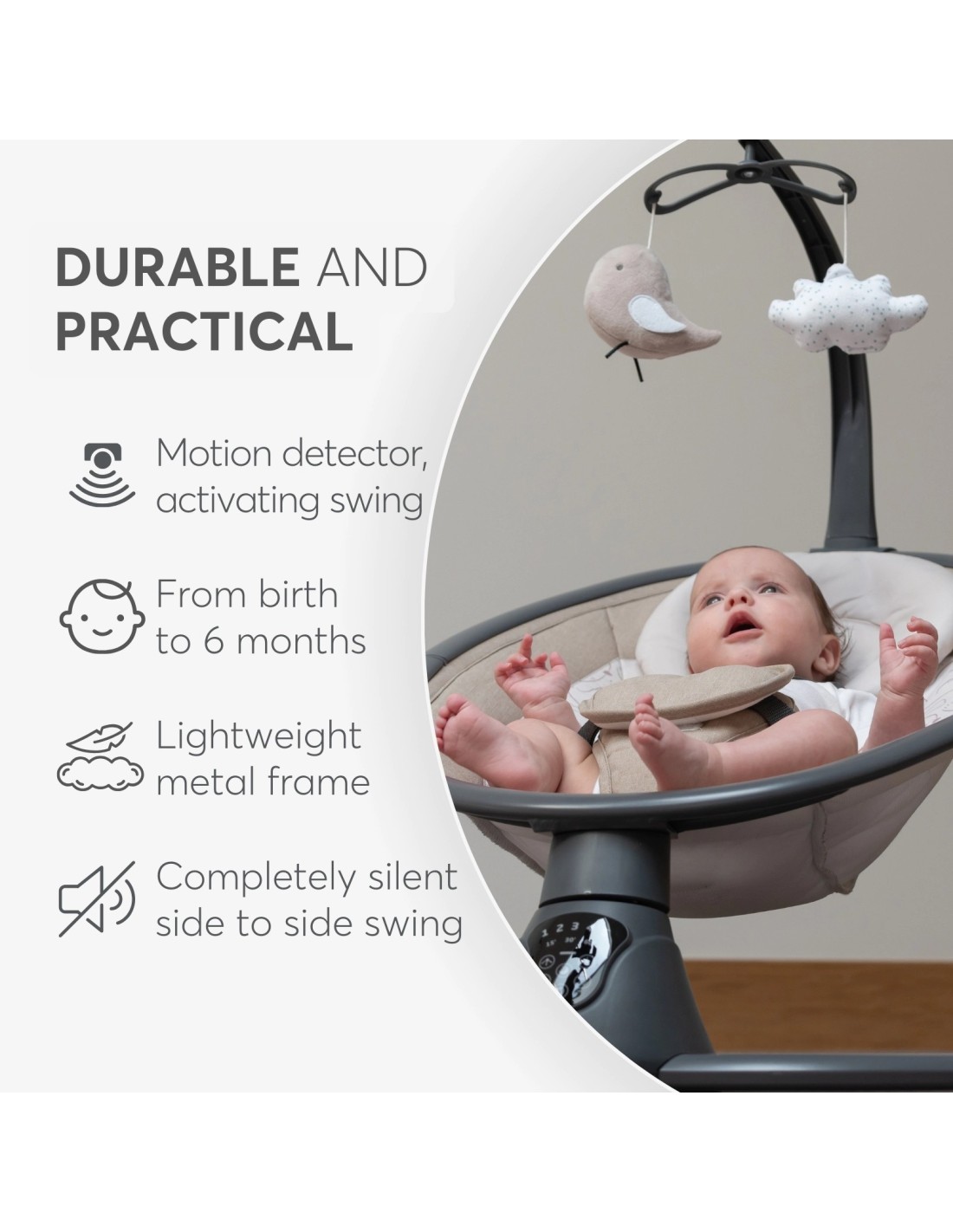 Altalena Elettrica Twiddle Grey Oscillante con Musica | shopincasa.it