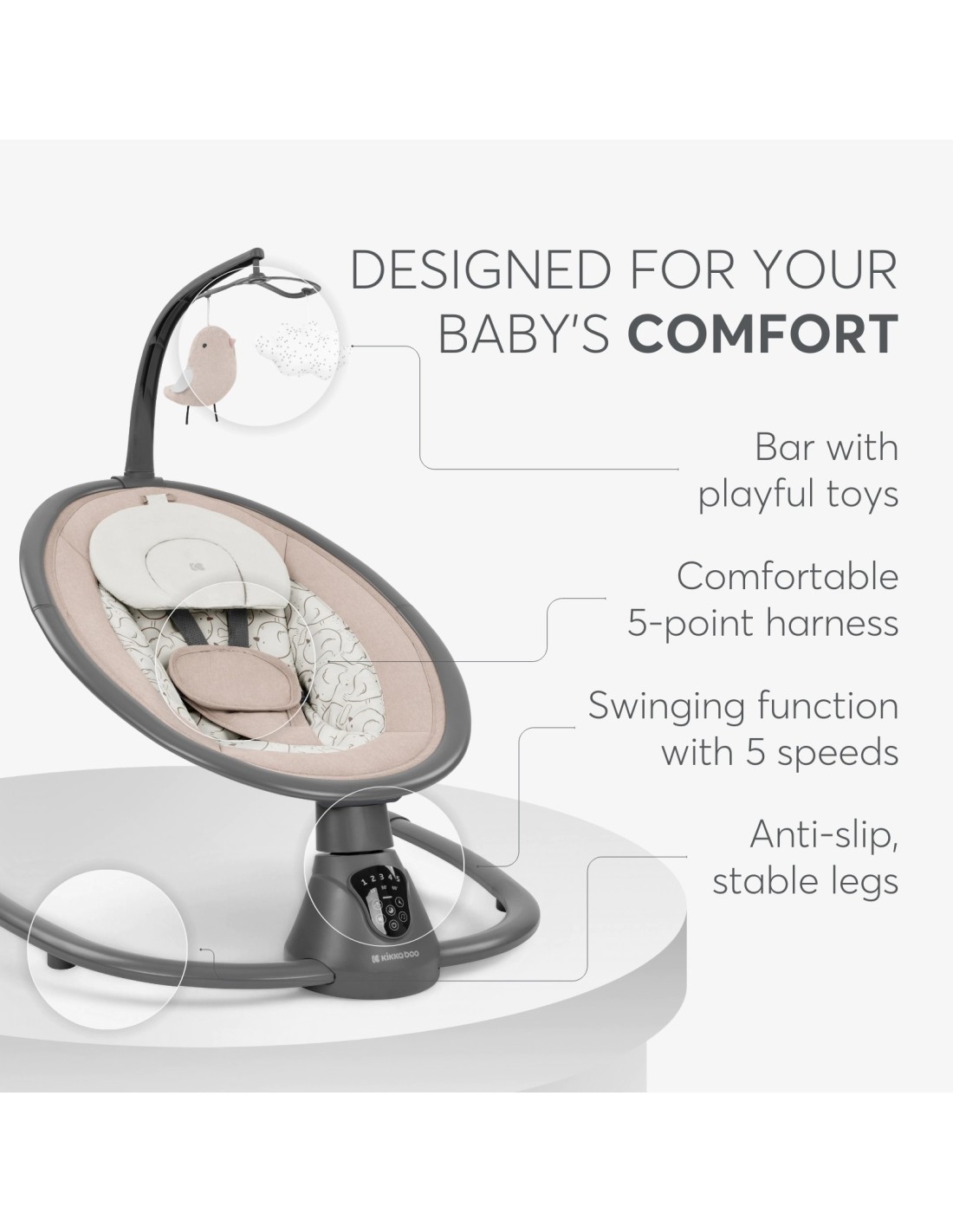 Altalena Elettrica Twiddle Beige Oscillante con Musica | shopincasa.it