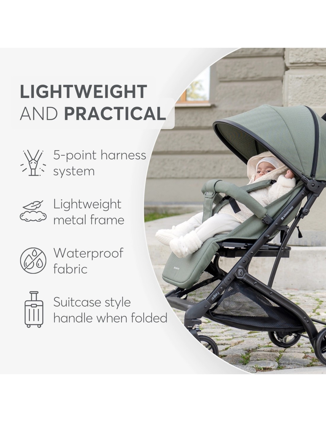 Passeggino Miley Grigio Scuro Leggero e Compatto | shopincasa.it