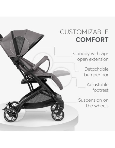 Passeggino Miley Grigio Scuro Leggero e Compatto | shopincasa.it
