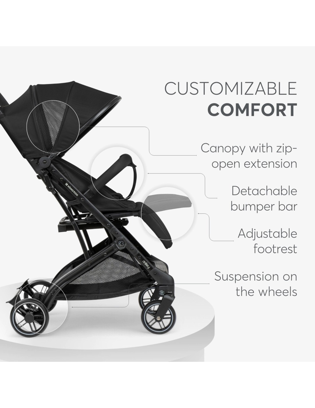 Passeggino Miley Nero Leggero e Compatto | shopincasa.it
