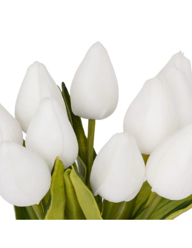 Composizione Tulipani Bianchi con Vaso in Vetro H28,5 cm Atmosphera | shopincasa.it