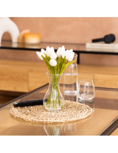 Composizione Tulipani Bianchi con Vaso in Vetro H28,5 cm Atmosphera | shopincasa.it