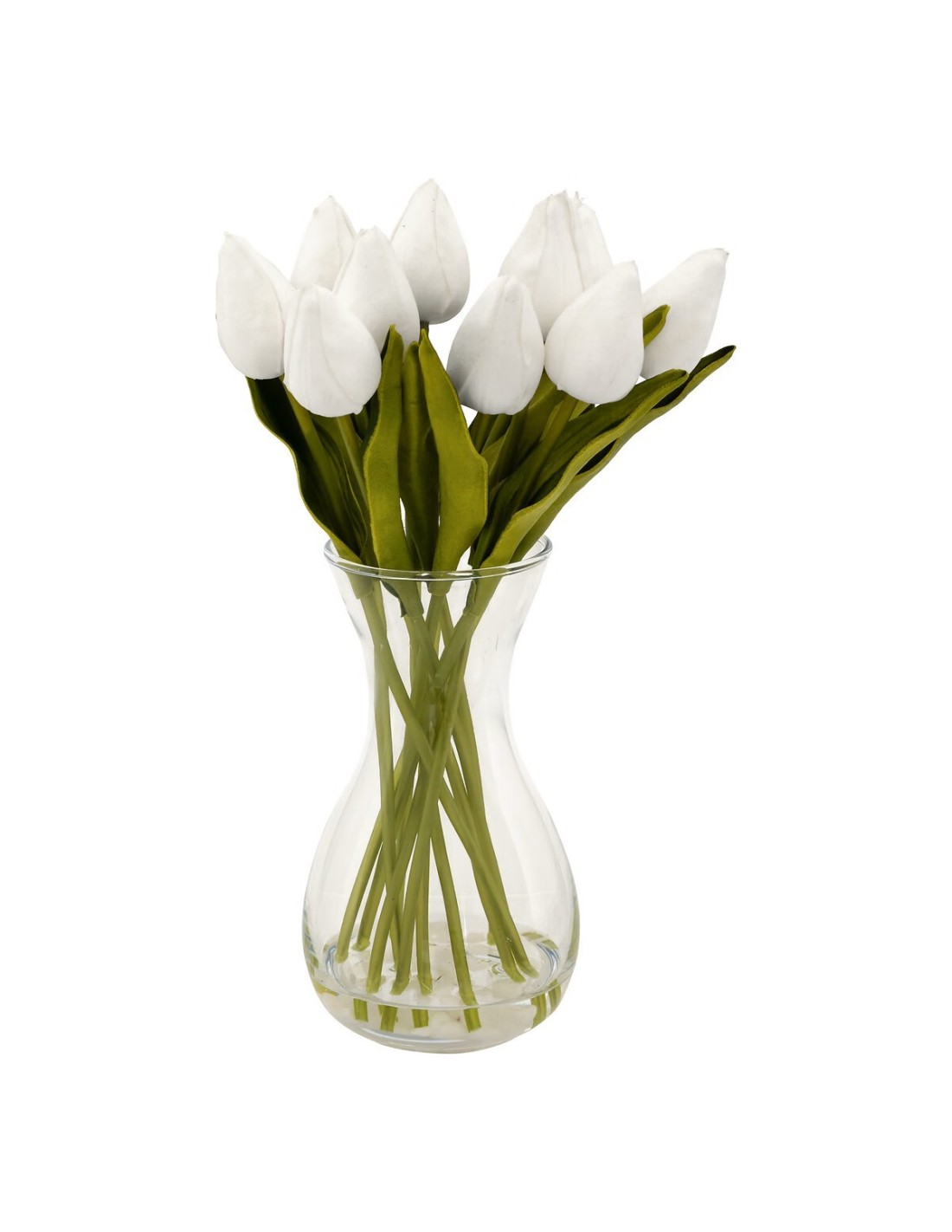Composizione Tulipani Bianchi con Vaso in Vetro H28,5 cm Atmosphera | shopincasa.it