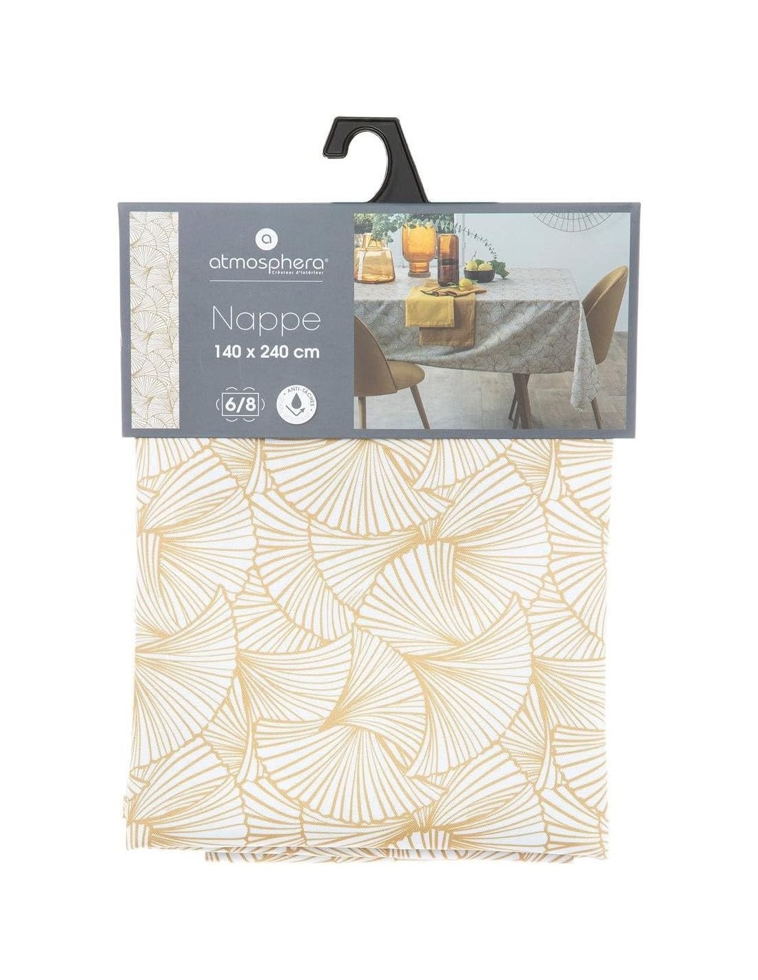 Tovaglia antimacchia Ginkgo 140x240 cm giallo senape Atmosphera | shopincasa.it