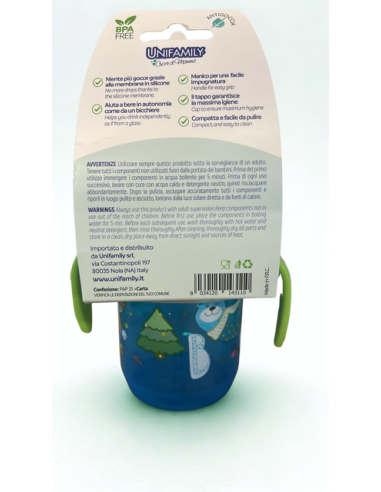 Tazza primi sorsi Unifamily 6M+ Boy Verde/Blu con membrana in silicone | shopincasa.it