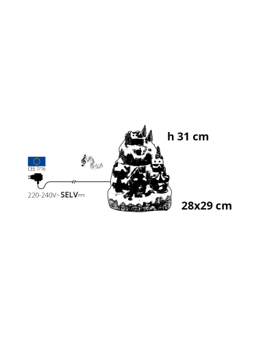 GIOSTRINE E VILLAGGI: vendita online Villaggio di Natale Paesaggio Innevato 28x31cm, Trenino Albero e Babbo Rotanti, LED Colo...