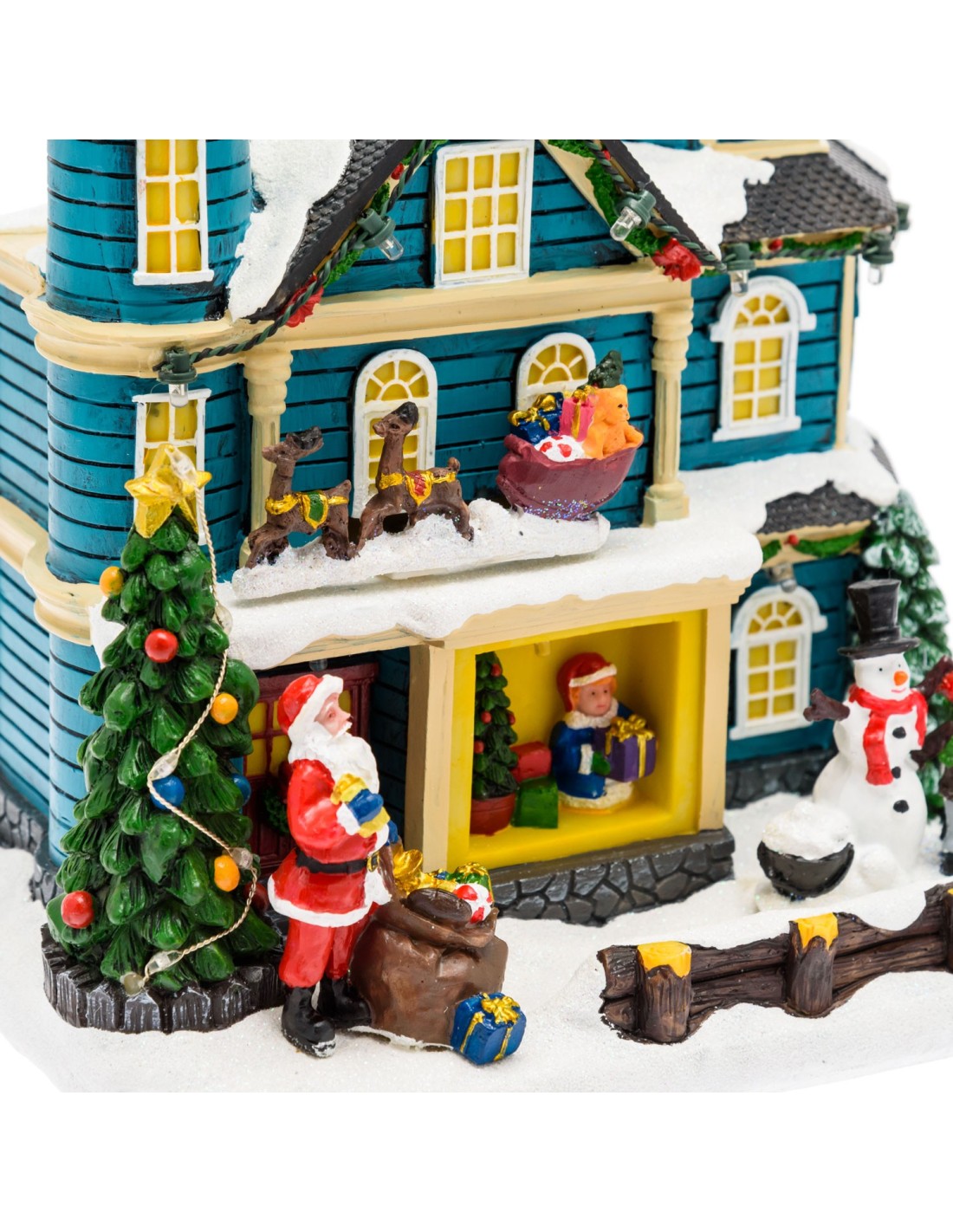 GIOSTRINE E VILLAGGI: vendita online Villaggio di Natale Casa con Scena Natalizia 20x23cm, Musica Natalizia in offerta