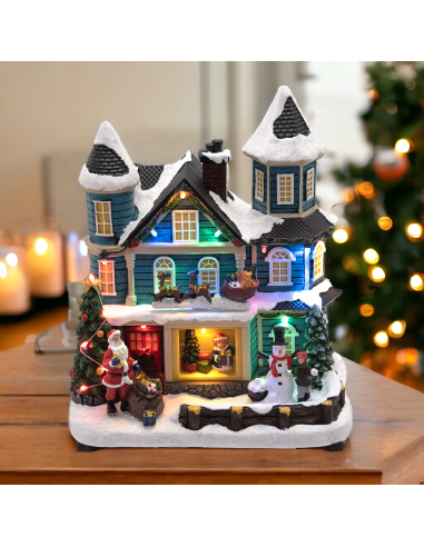 GIOSTRINE E VILLAGGI: vendita online Villaggio di Natale Casa con Scena Natalizia 20x23cm, Musica Natalizia in offerta
