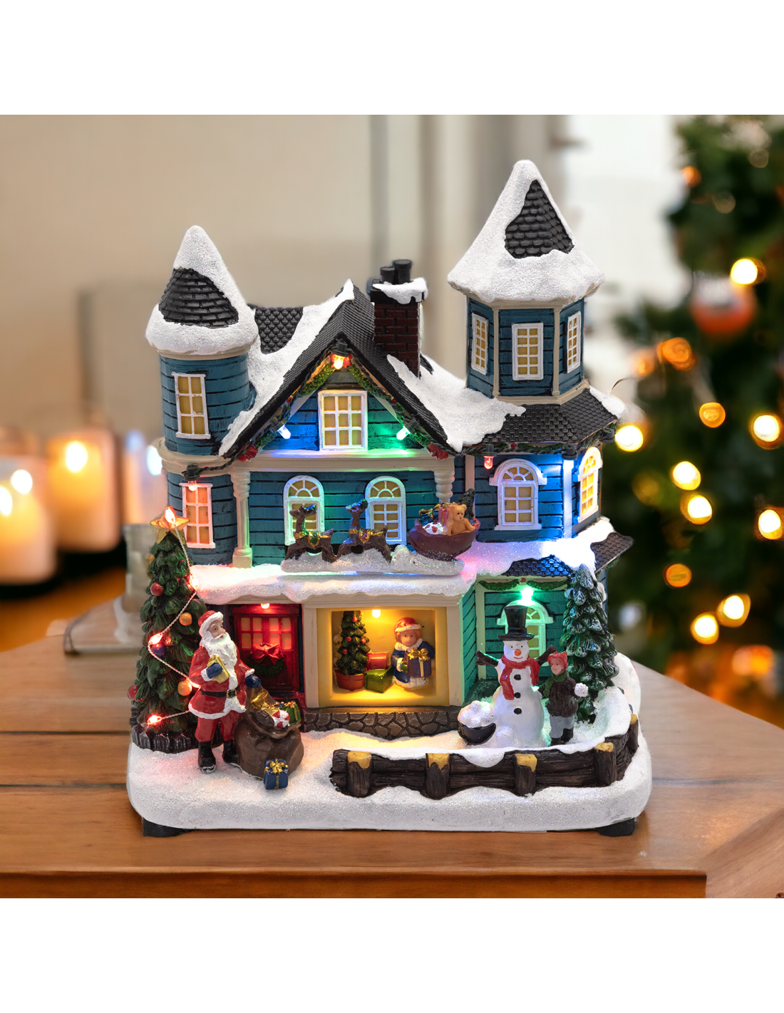 GIOSTRINE E VILLAGGI: vendita online Villaggio di Natale Casa con Scena Natalizia 20x23cm, Musica Natalizia in offerta
